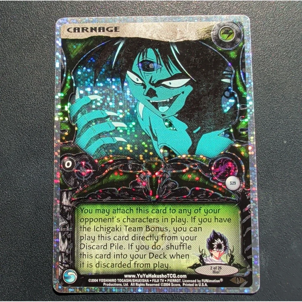 Yu Yu Hakusho TCG Carnage S29 Exile Score Spirit Rare Speckle Foil Card Hiei